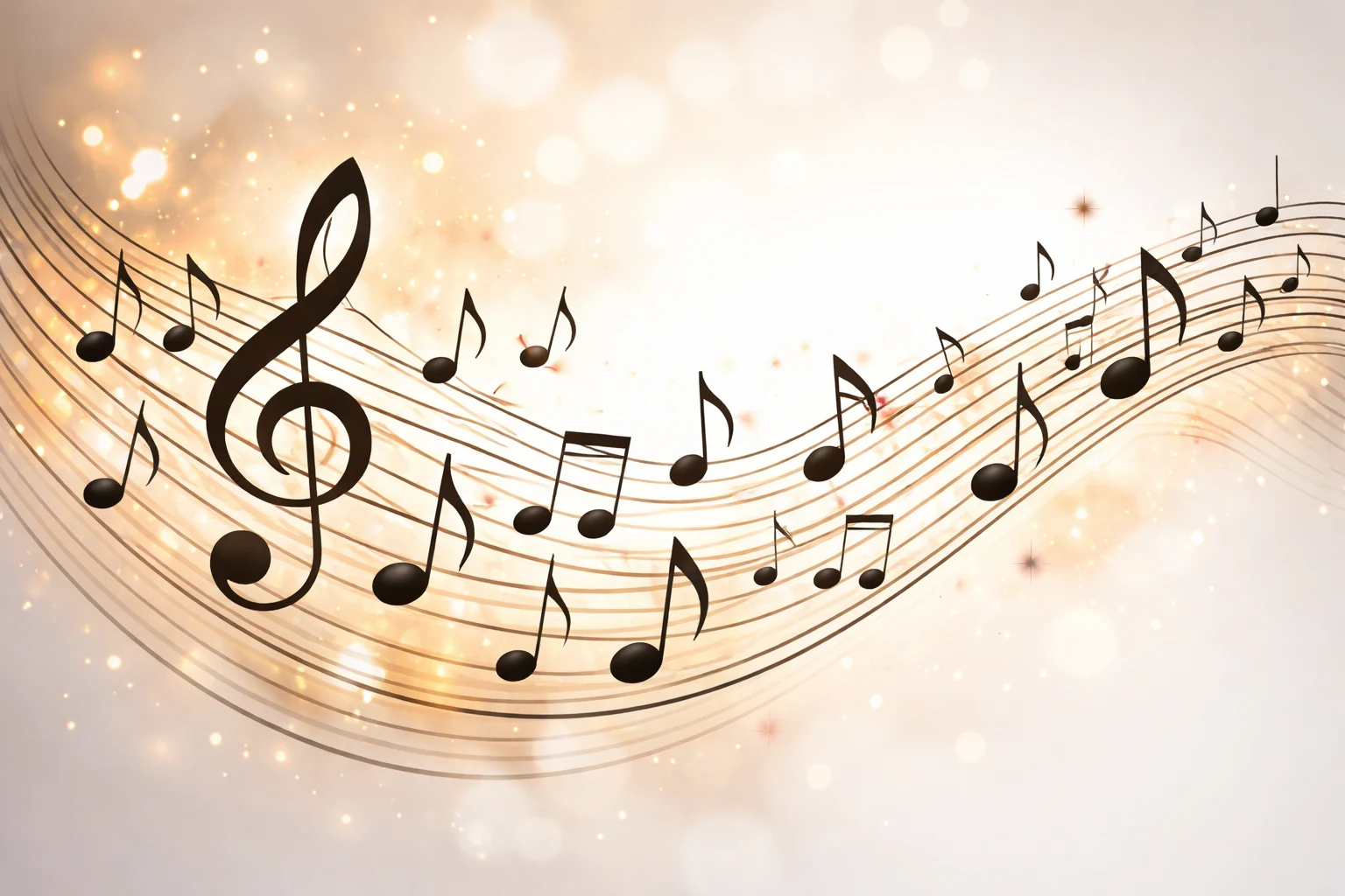 Flowing music beneath a golden glow